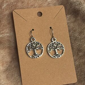 Silver Unisex Tree of Life Dangle Earrings
